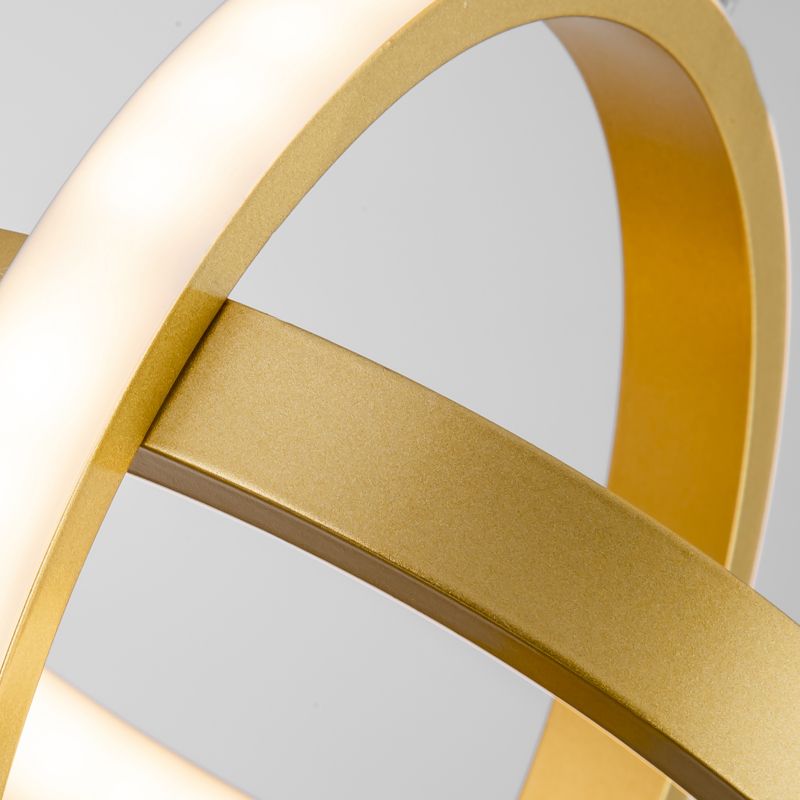 Golden Interlocking Pendant Light Fixture Simplicity 2-Light Metal Drop Lamp for Dining Room