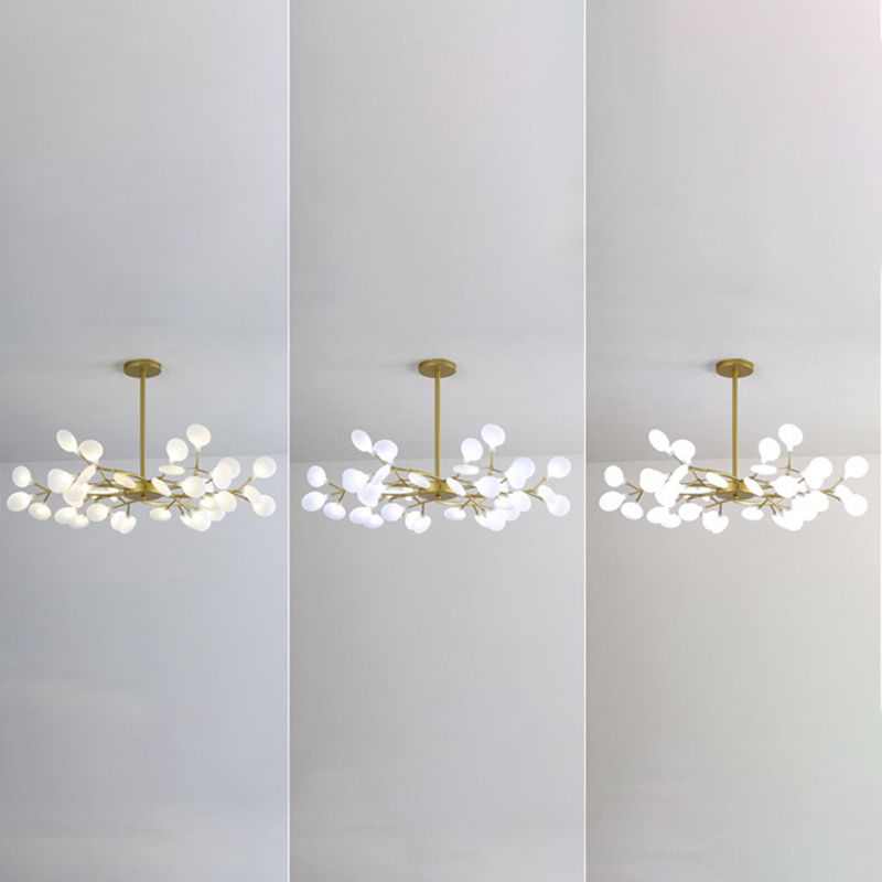 Lámpara de techo dorada contemporánea Candelera de techo de luz múltiple acrílico para sala de estar