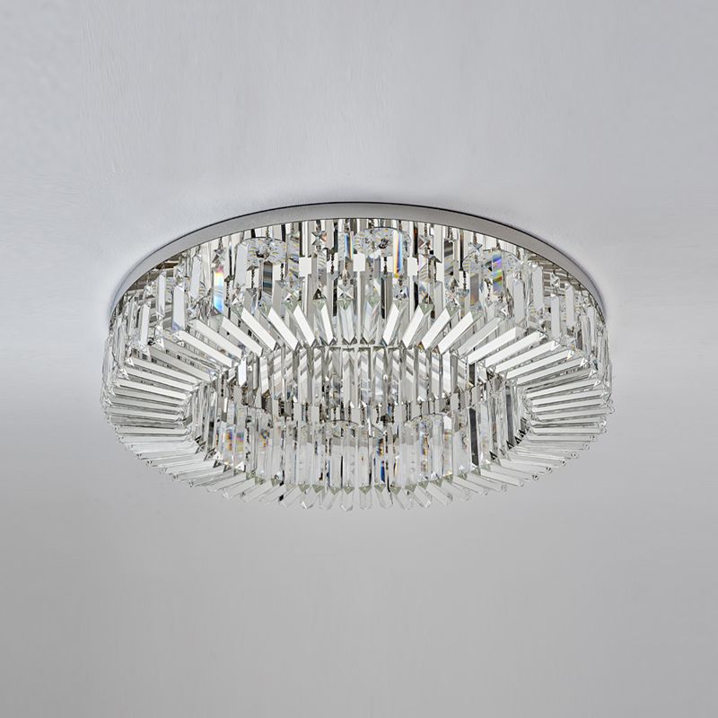 Round Modern Ceiling Mounted Lights LED Crystal Ceiling Mount Lighting for Living Room