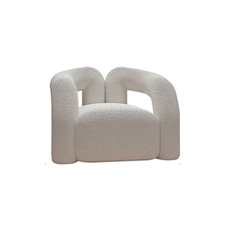 Scandinavian Seating Fabric Living Room White Tuxedo Arm Cushions Curved Sofa