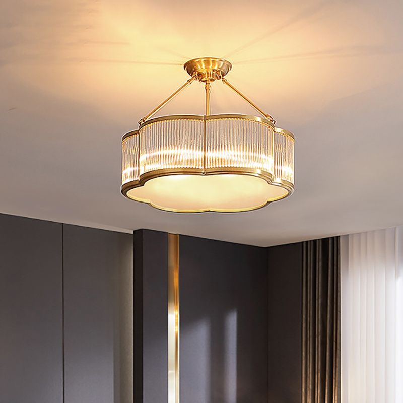 Gold Schattierte Deckenbefestigung Einfache Kristall-Schlafzimmer-Deckenhalterung Licht Befestigung