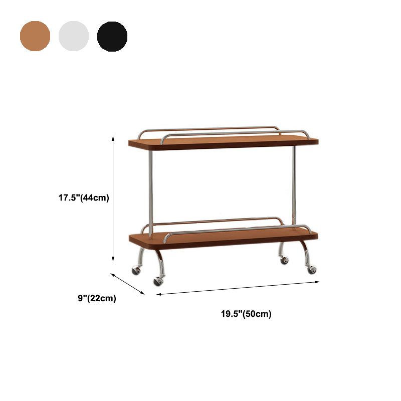 Rectangular Side Table with Wheel Base Mid-century Modern Style with Storage Shelf