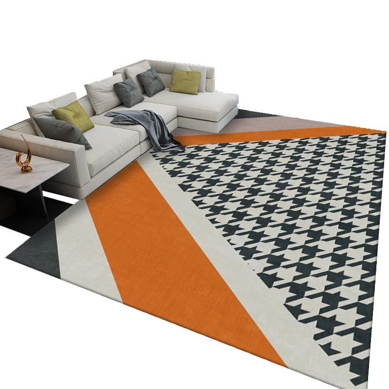 Dark Gray Striped Rug Polyester Modern Indoor Rug Washable Rug for Home Decoration