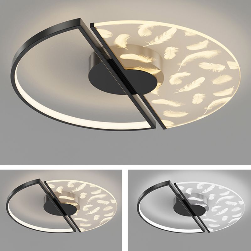 Aluminium Feather LED Flush Mount in Modern Creative Style Iron Ceiling Light with Acrylic Shade