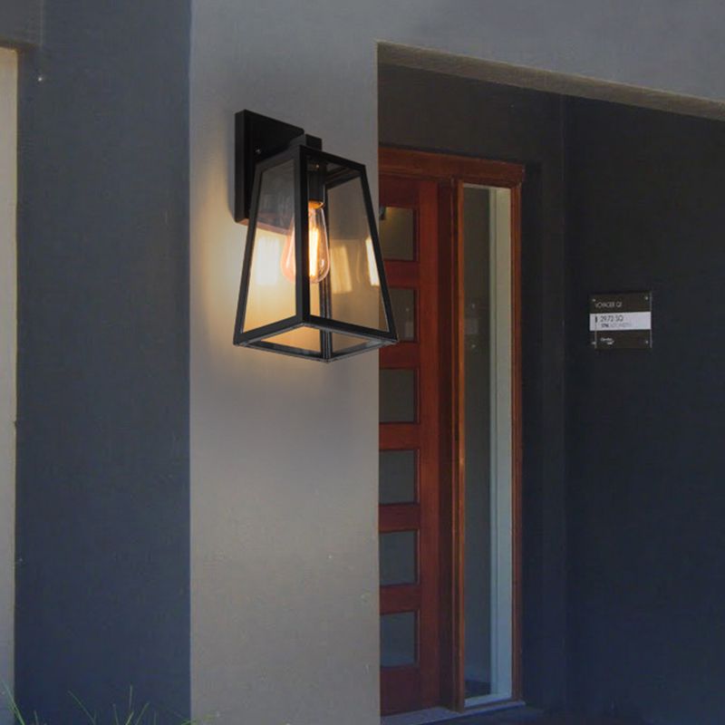 Industrial Metal Wall Light 14" High Wall Sconce with Glass for Outdoors