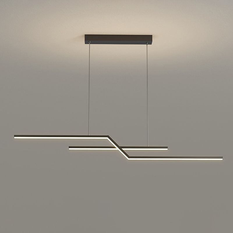 Modern Simplicity LED Island Light Linear 2-Light Hanging Lamp for Dining Room