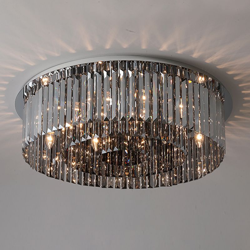 Plafonnier en cristal simple et moderne, en acier inoxydable, forme géométrique, montage encastré