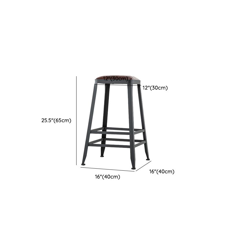 Faux Leather Dining Stools Upholstered Bar Stools with Footrest