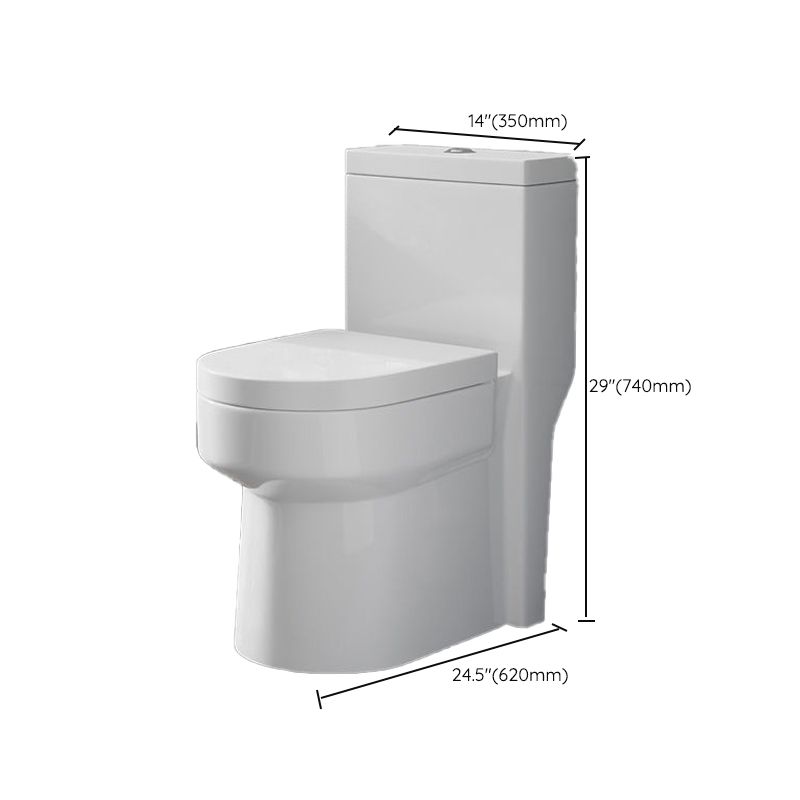 Contemporary Floor Mount Flush Toilet White Toilet Bowl for Washroom
