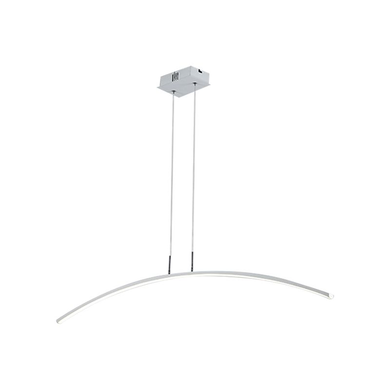 Black/White Arched Island Lighting Simple Style Acrylic LED Hanging Pendant Light in Warm/White Light