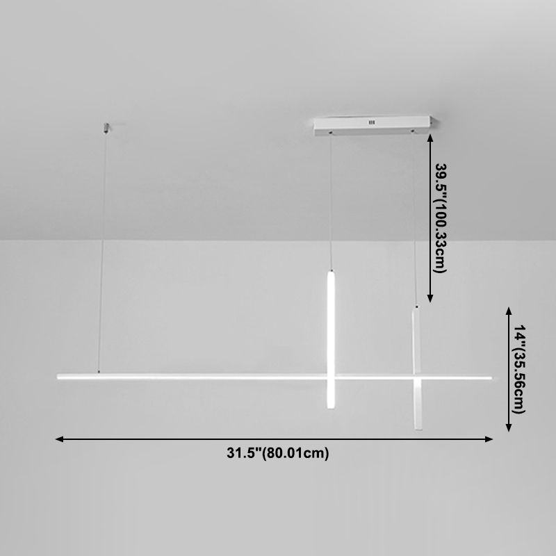 Luci d'isola lineare Luce a soffitto dell'isola metallica contemporanea in finitura bianca