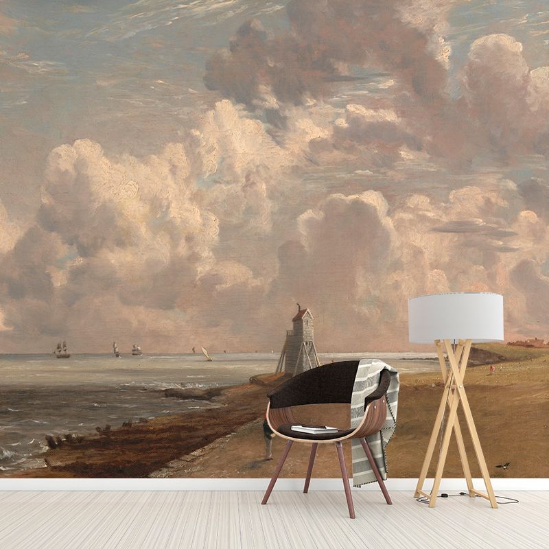 Natural Landscape Illustration Wall Mural Classic Decorative Wall Mural for Bedroom