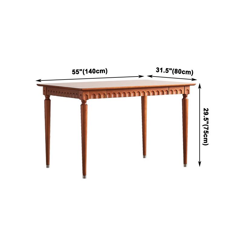 Mesa de comedor estándar rectangular de madera maciza marrón de mediados de siglo para cocina