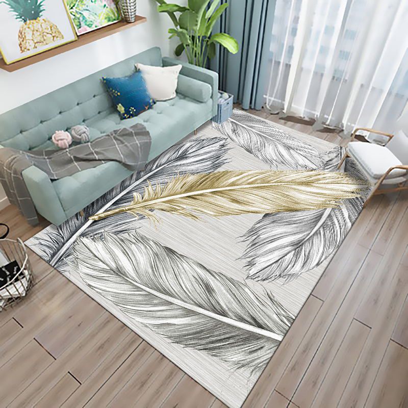 Minimalist Geometry Pattern Rug Polyester Area Carpet Non-Slip Backing Indoor Rug for Living Room