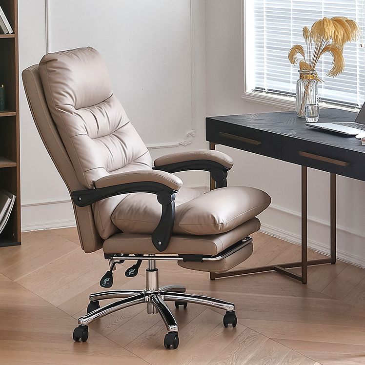 High Back Office Chair Leather Sponge Seat Fixed Armrest with Office Chair