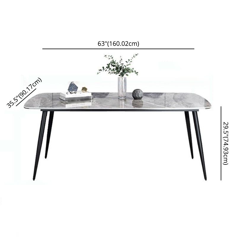 Contemporary Sintered Stone Top Gray Dining Set Rectangle Shape Standard Dining Set for Kitchen