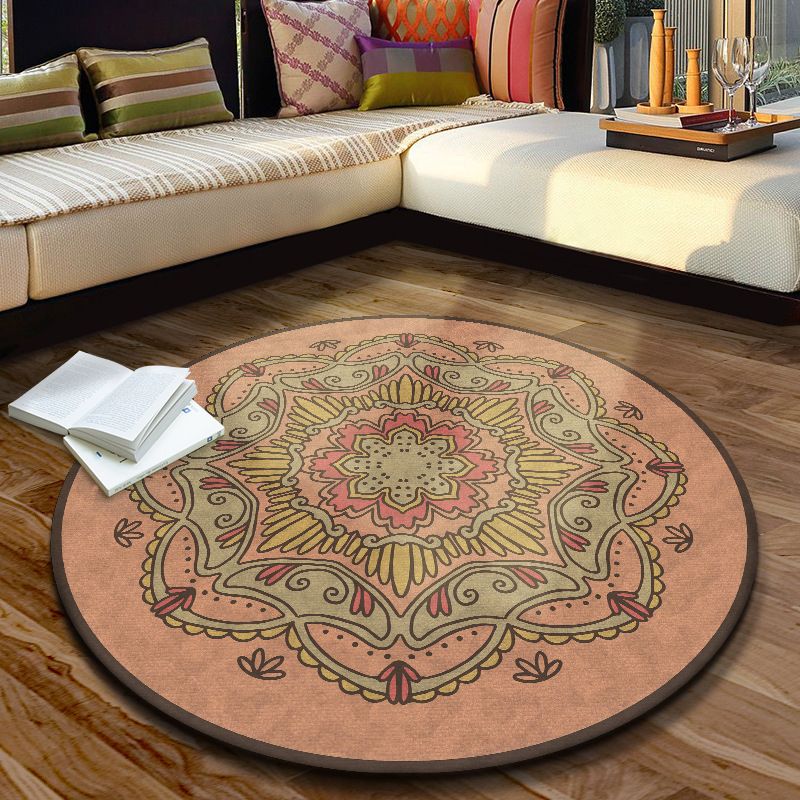 Multi Color Moroccan Rug Synthetics Blossom Patterned Carpet Anti-Slip Backing Stain Resistant Machine Washable Rug for Dining Room