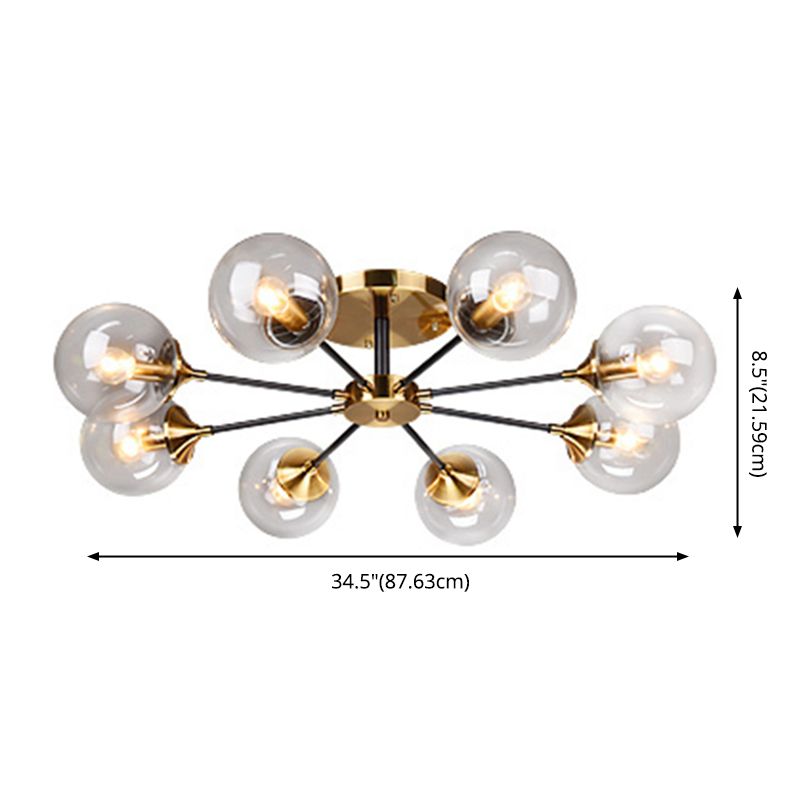 Globe Semi Flush Mount Lighting Minimalist Glass Dinning Room Semi Mount Lighting