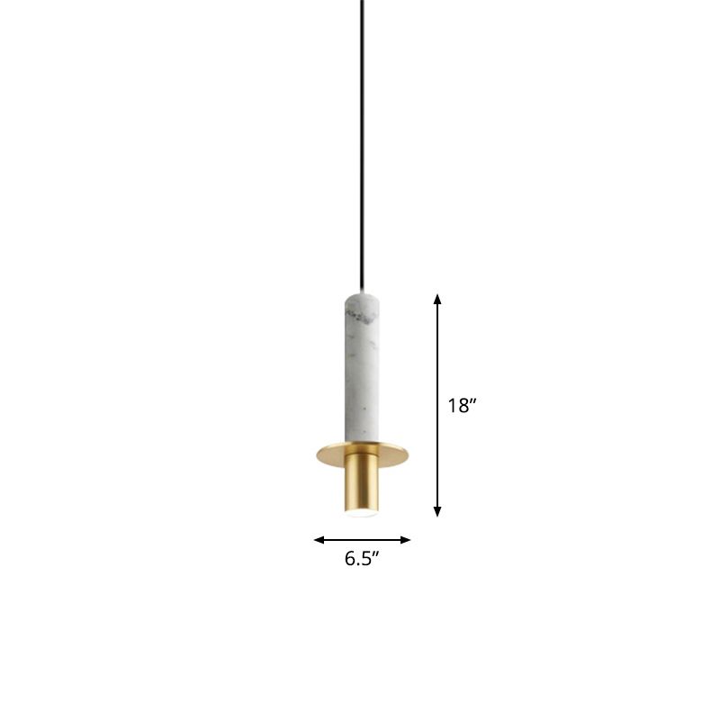 Postmodern Pillar Shaped Suspension Light Marble Dining Room LED Down Lighting Pendant