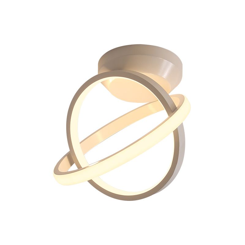 Plafonnier encastré à anneaux croisés, plafonnier LED minimal pour couloir en aluminium, noir/blanc