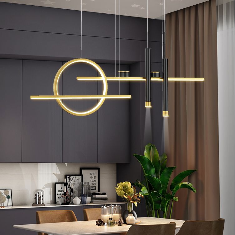 7 luces de isla geométrica ligera Candelera de isla de metal contemporánea