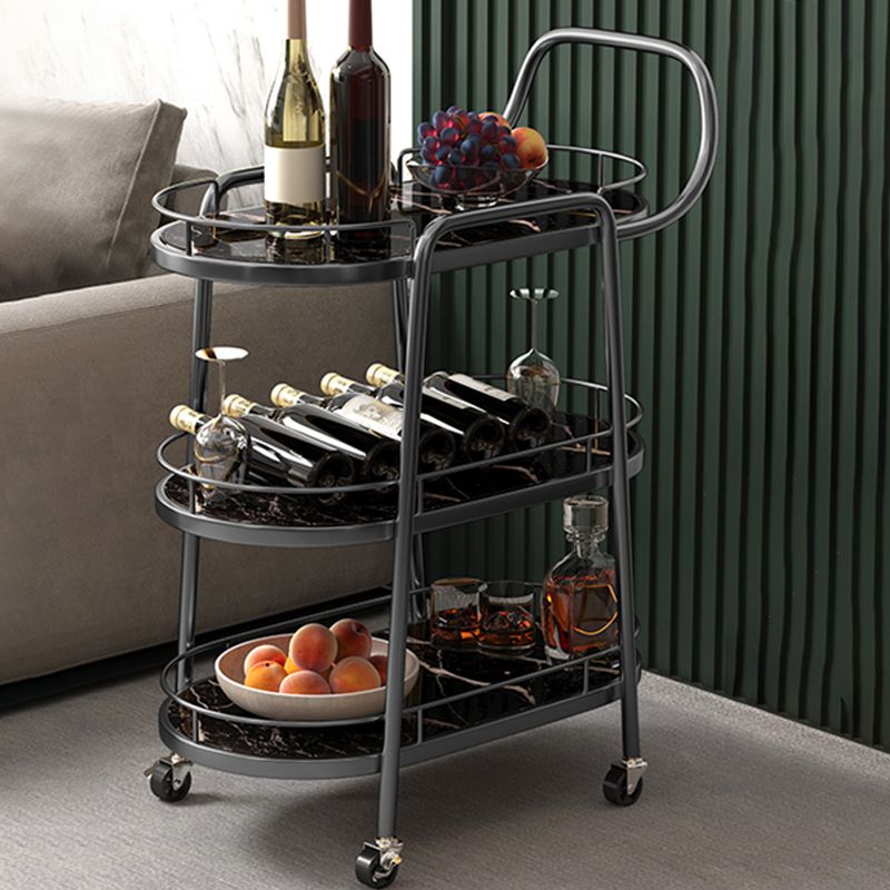 32.28" High Rolling Modern Style Prep Table Stone Prep Table for Dining Room