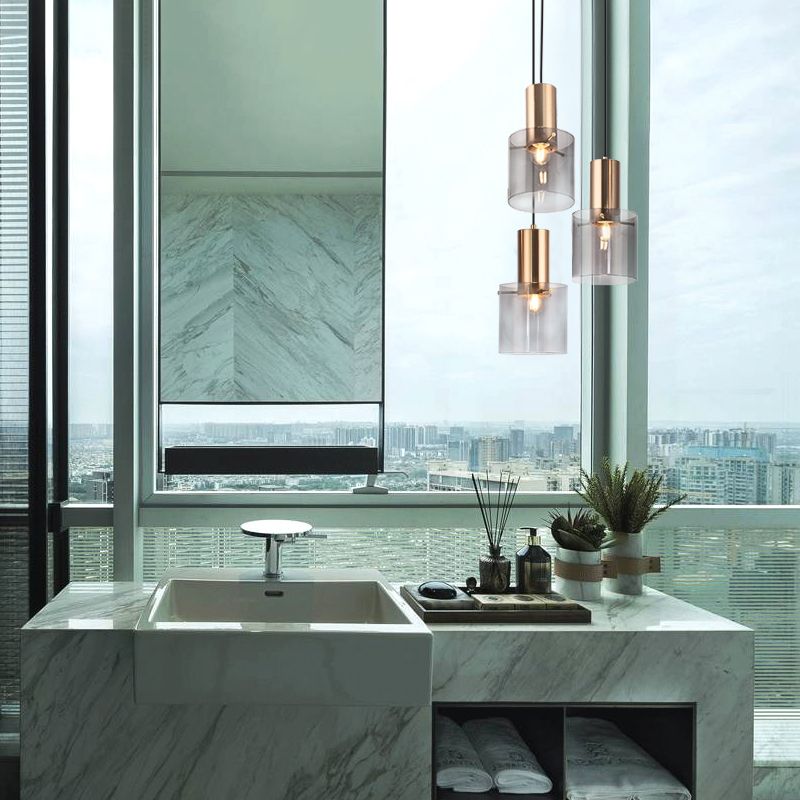 Metal Cylinder Pendant Light Nordic Modern Style Down Lighting for Living Room