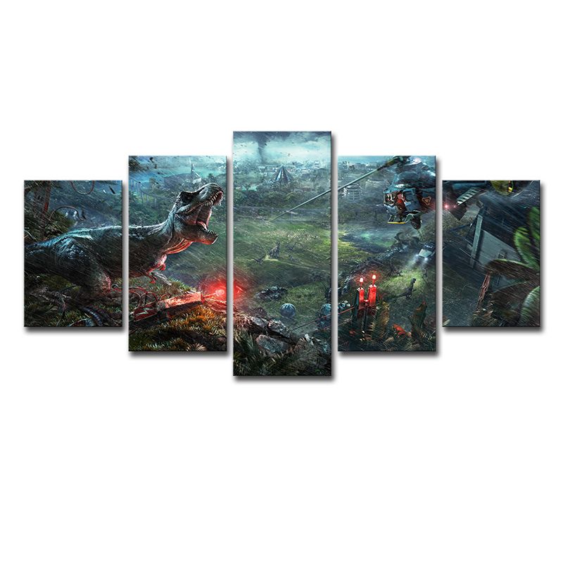 Game Jurassic World Evolution Canvas Kids Cool Warcraft World Wall Art Print in Green