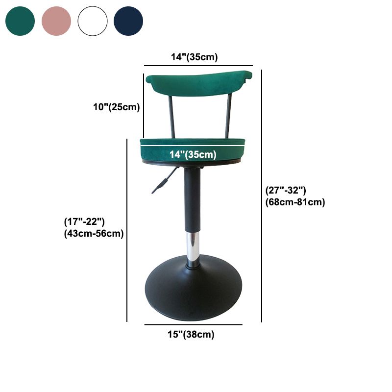 Scandinavian Metal Barstool Fabric Upholstered Counter Stool in Matte Finish for Indoor