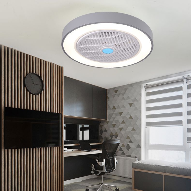 Moderne minimalistische LED -Makkaron Deckenventilator Leichter Eisenkreisendeckenleuchte mit Acrylschatten