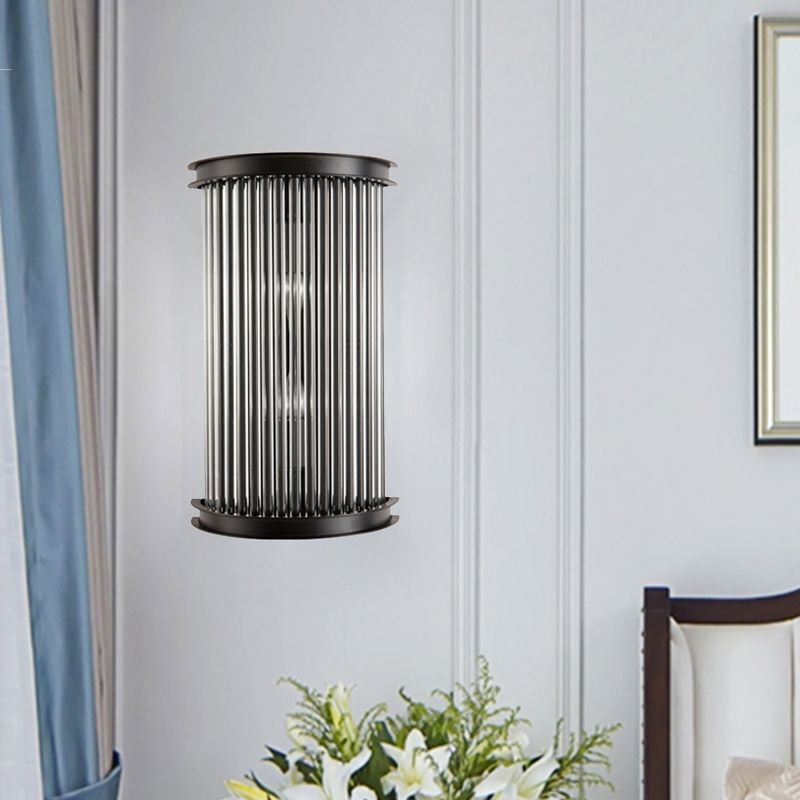 Mur à demi-cylindre noir minimalisme minimalisme 2 bulbes Crystal Strip Wall Lampe pour le chevet