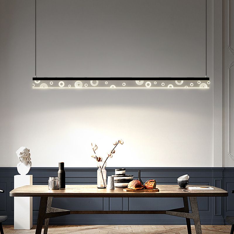 Minimalist Circle Print Suspension Lamp Aluminum Dining Room LED Island Light