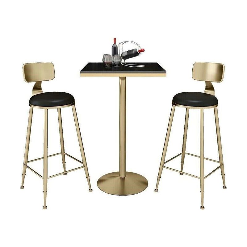 Nordic Style Leather Upholstered Barstool Gold Base Bar Stool for Living Room