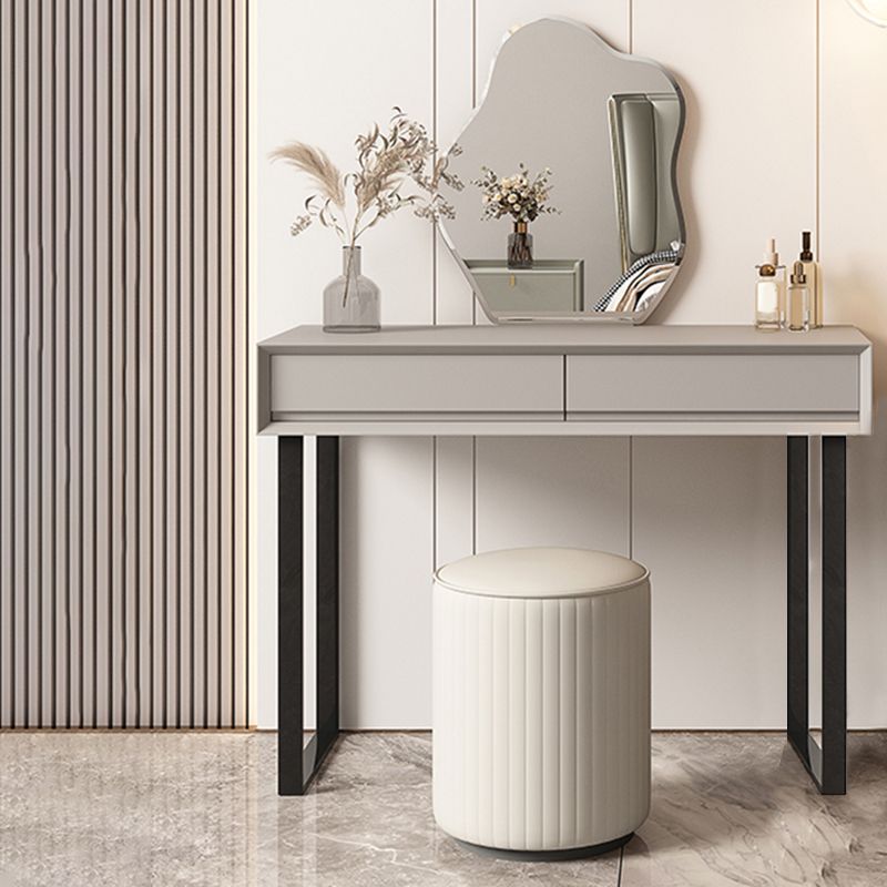 Gray/White 15.74" W x 29.521" H With Drawer Contemporary Makeup Table