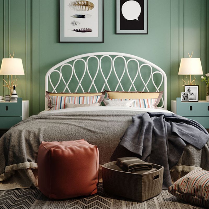 Open-Frame Bed,47.24" H Arched Headboard Slat Bed with Metal Legs