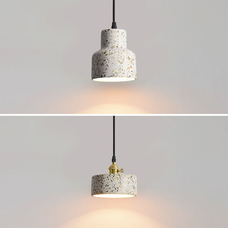 Terrazzo Small Pendant Light Fixture Nordic 1 Head White Suspension Lamp for Living Room