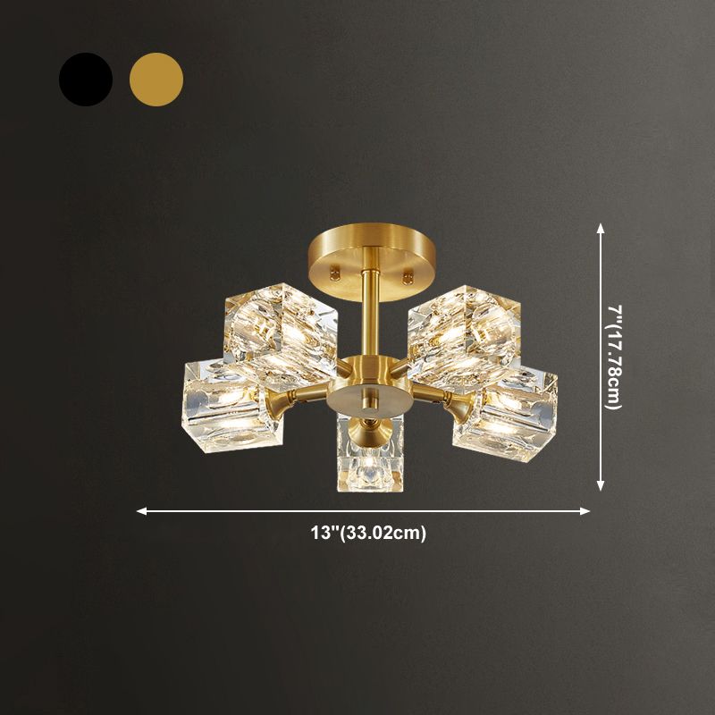Plafonnier Crystal Simplicity, lampe encastrée à plusieurs têtes pour chambre à coucher