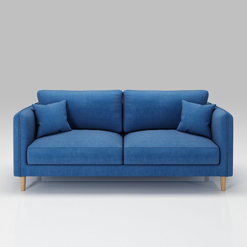 Scandinavian Loose Back Sofa 3-Seat Slipcovered Linen Square Arm Sofa