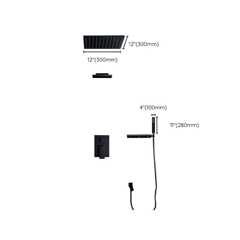 Modern Shower Faucet Adjustable Water Flow Rain Shower Head Shower System in Black