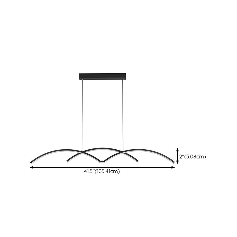 Linear Iron LED Kitchen Island Fixture Metal Ceiling Pendant in Black / Gold Finish