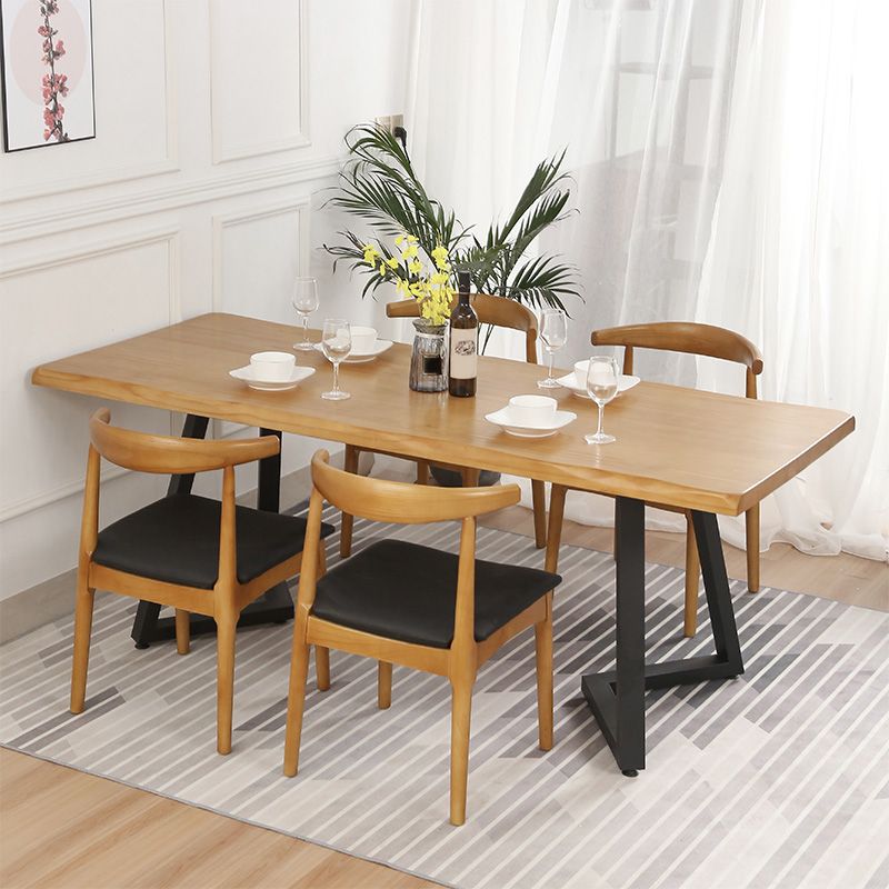 Industrial Dining Set 1/2/4/5 Pieces Solid Wood Double Pedestal Dinette Set