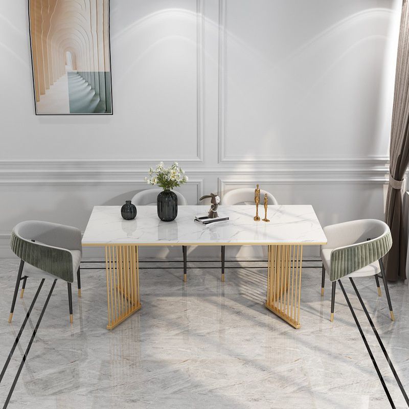 Glam 1/5/7 Pieces Dining Set Rectangle Stone Dining Table for Dining Room
