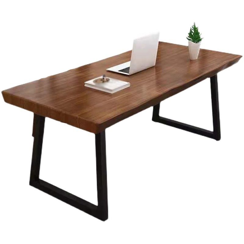 Solid Wood Top Dining Table Industrial Rectangle Table with Sled Base