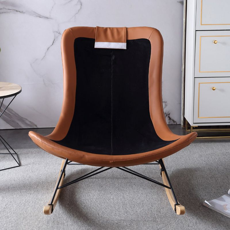 Style Single Rocker Chair Modern Iron Base Lazy Chair for Balcony and Bedroom