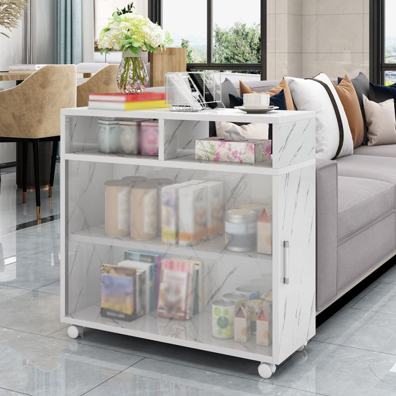 Contemporary Rectangular End Table Wood Side Table with Storage