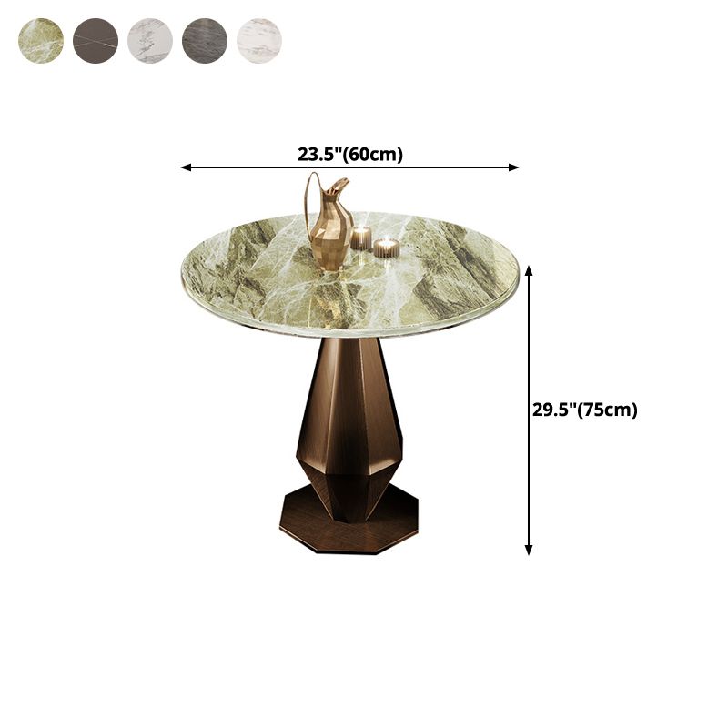 Mesa de comedor con base de pedestal de piedra, muebles redondos de lujo tradicionales