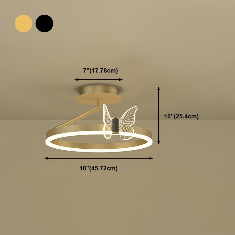 Contemporary Circle Flush Light Fixture Metal 1 Light Flush Mount Ceiling Light