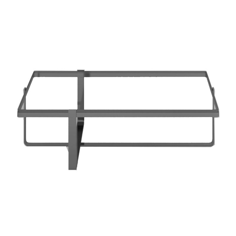 Contemporary Rectangle Glass Top Coffee Table with Steel Cross Base