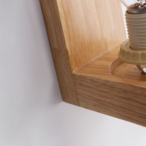 Wooden 1-Light Wall Lamp in Modern Concise Style Rectangular Glass Wall Light for Bedroom