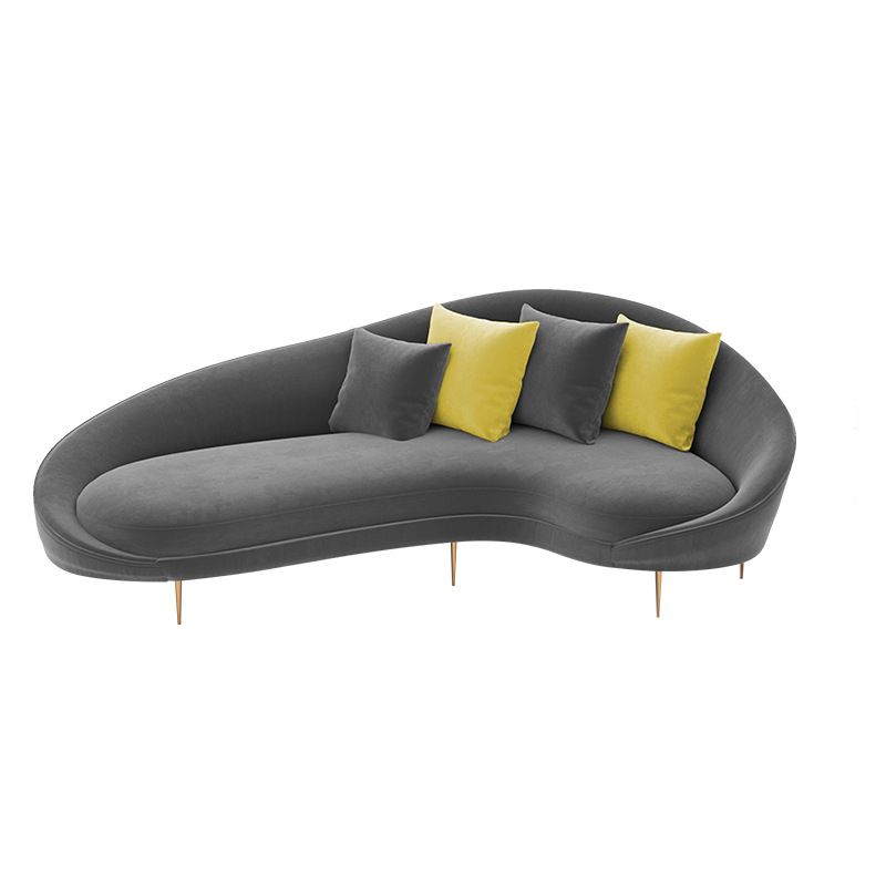 Contemporary Velvet Solid Color 33.46" H Curved Slope Arm Sofa